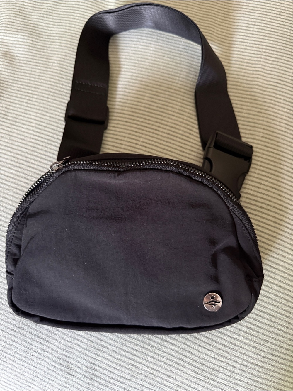 HALARA Black Nylon Belt Bag with Silver Detail